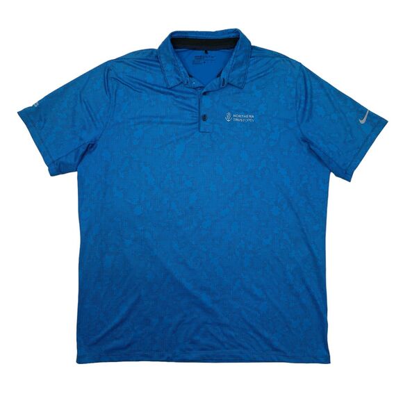 Nike Golf Polo Shirt Mens XL Extra Large Blue Standard Fit Mobility Micro Geo - Picture 1 of 12